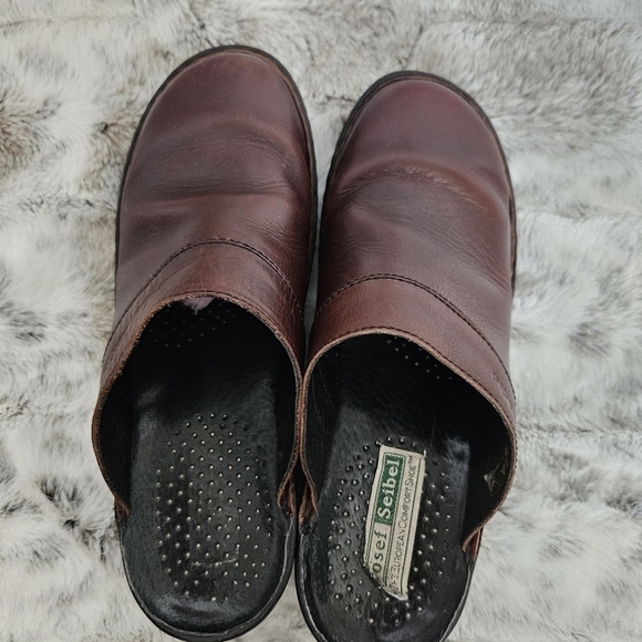 JOSEF SEIBEL Leather Clog Mules Womens Sz 7.5 EU 38 Brown Slip on Comfort - Picture 3 of 7